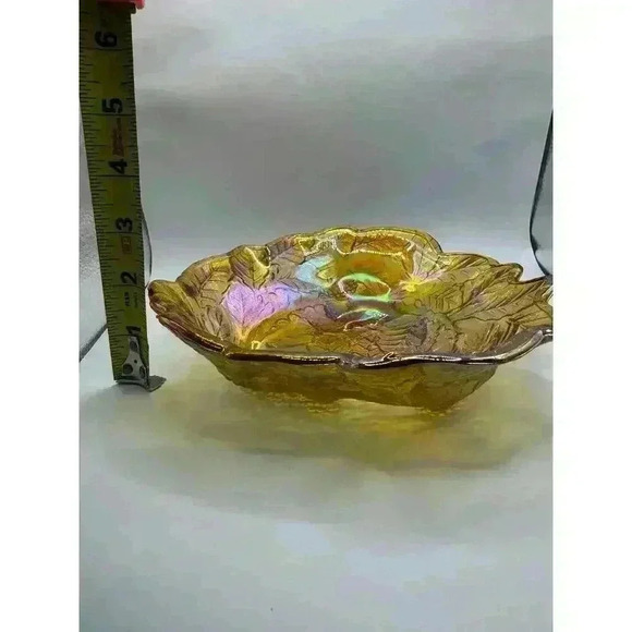 Northwood Carnival Glass Large Strawberry Bowl with Plain Exterior Marigold - Picture 7 of 10